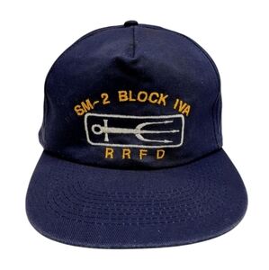 Vintage Embroidered SM-2 BLOCK IVA RRFD Navy Blue Baseball Snapback Hat/Cap